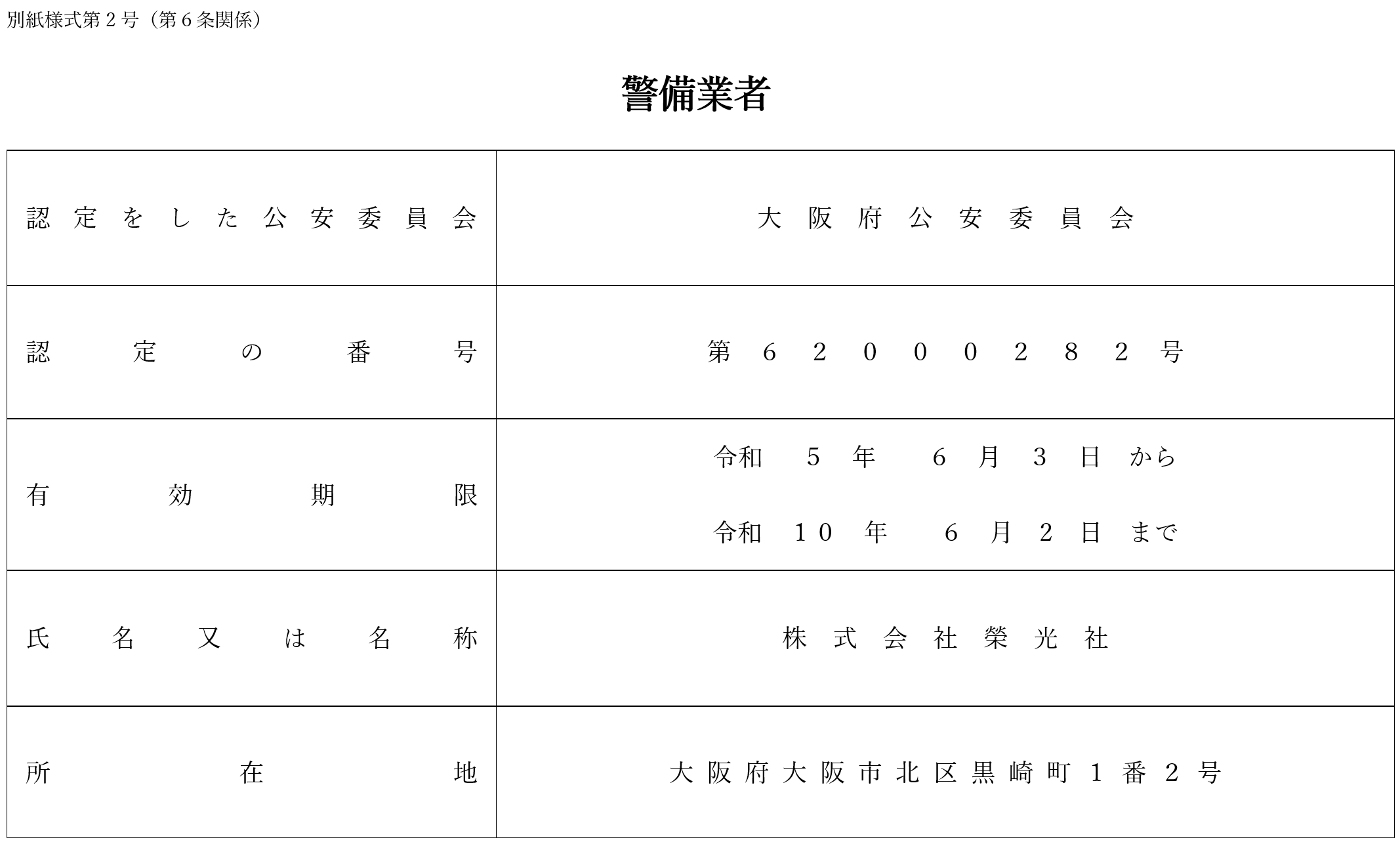 警備業者標識